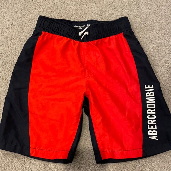 Abercrombie kids- Navy blue and red swim trunks. Size 7-8 - Picture 1 of 6